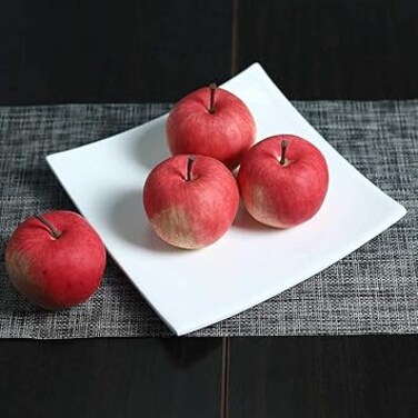 YATAI Artificial Fruit, Set of 4 Realistic Faux Red Apples, Durable, Non-Toxic &amp; Long-Lasting Decorative Fake Fruit Decor, Simulation Fruit, Lifelike Faux Fruits for Home Kitchen &amp; Commercial Use