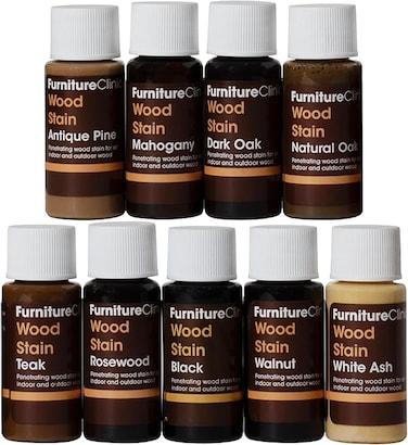Wood Stain (Tester Kit) &ndash; Fast Drying, Highly Concentrated, and Easy-to-Apply Wood Stain for All Indoor &amp; Outdoor Wood &ndash; Water Based &amp; Non-Toxic &ndash; 9 x 15ml