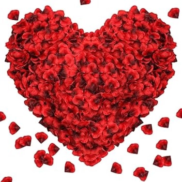 1000pcs Rose Petals, Artificial Flower Petals Fake Rose Petals Silk Red Rose Petals for Wedding,Proposal Anniversary Romantic Night, Flower Decorations (Big Red Dot Black, 1000)