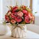 BananaHome Artificial Potted Flowers,Ceramic Vase Fake Flower Plants Desktop Decoration Indoor for Home Office,Faux Rose Flowers Decora for Table,Bedroom,Living Room,Party,Wedding (Red)