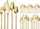 Oyalah 30-Piece Elegant Stainless Steel Cutlery Set, Dishwasher Safe Mirror Polished Tableware for 6 people, Exquisite Dinnerware Including Steak Knives/Forks/Spoons/Dessert Spoons (Gold 30L)