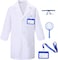 4Pcs Doctor Scientist Lab Costume for Kids Role Play Thick White Coat Birthday Party Gift 2-12 Years