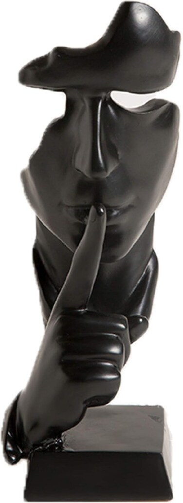 Eguoer Silence is Golden,Thinker Statue,Keep Silence Statue,Creative Abstract Men Figurine Sculptures,Office Home Decor Figurine Gift-Black