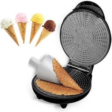 YASAHNG Electric Waffle Cone Maker, Ice Cream Cone Machine, Egg Rolls Nonstick Coating, Double-sided Heating, Dessert Baking Pan Kitchen Cooking 1200W