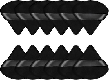 Maitys   Triangle Powder Puff Set   12 Pieces   Black, Reusable, Small Size