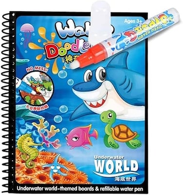 Magic Water Colouring Book for Children Reusable Water Drawing Book with Magic Pen Early Education Doodle Painting Toys for Kids Toddlers