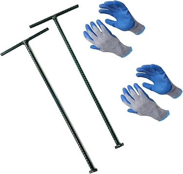 Manhole Open Key (50cm) And Grip Gloves For Using Heavy Concrete Sewer Drainage Ditch Rolling Gate (2pcs Man Holekey And 4pcs Grip Glove)