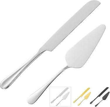 ERVILO Cake Serving Set, Cake Pie Pastry Servers, Stainless steel Cake Knife and Server Set Perfect For Birthday, Wedding, Parties and Events (Silver)
