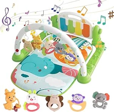 Play Mats for Baby Gyms, Kick and Play Piano Gym Mats, Detachable Tummy Time Mat with Music and Lights, Musical Electronic Learning Toys, Activity Center for Babies and Toddlers