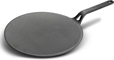 Cast Iron Curved Tawa 26 cm   Induction Cast Iron Tawa Pan for Roti/Chapati/Dosa with Stick Handle   Pre-Seasoned Cast Iron Cookware PR48884