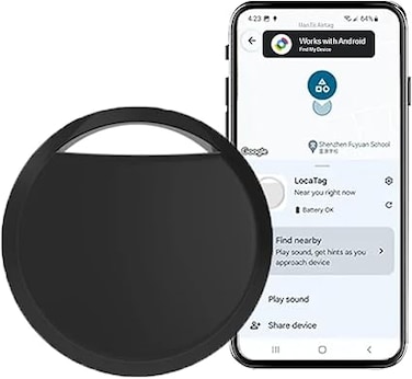 Smart Airtag for Android Phones Bluetooth itag Key Finder Works with Google Find My App Smart Tag (Black 1pcs)