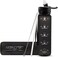 HOMLITE &reg; Motivational Sports Water Bottle 1L with Time Markings &amp; Straw Cleaner- One-Click Open, Dust-Resistant, BPA-Free, Leak-Proof, for Gym, Cycling, School &amp; Work (black)