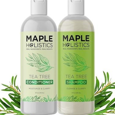 Anti Dandruff Shampoo and Conditioner Set - Sulfate Free Tea Tree Shampoo and Conditioner for Dry and Flaky Scalp Care and Oily Hair with Deep Cleansing Rosemary Lavender and Tea Tree Essential Oils
