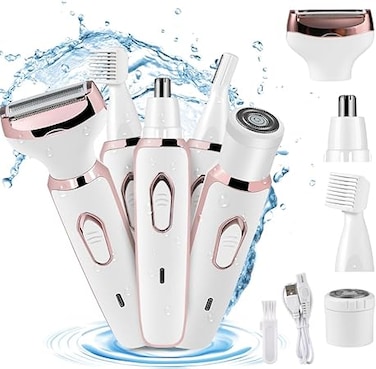 SUCITY Eyebrow Trimmer,4 in1Multifunctional Hair Trimmer, Electric Shaver for Women, USB Rechargeable ABS+UV Eyebrow Trimmer Painless Shaver Hair Clipper for Bikini, Nose Hair, Eyebrow, Body, Sideburn
