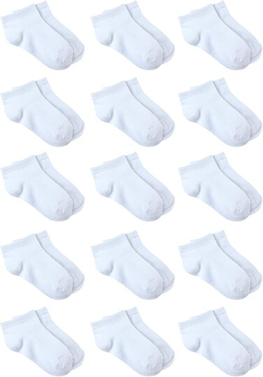 15 Pack Kids' Half Cushion Low Cut Athletic Ankle Socks Boys Girls Ankle Socks