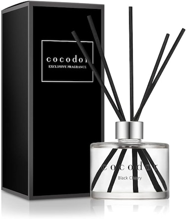 Cocod'or Black Cherry Reed Diffuser Set / 6.7oz (200ml) / 1 Pack / Glass Reed Diffuser, Home Decor &amp; Office Decor, Fragrance and Gifts