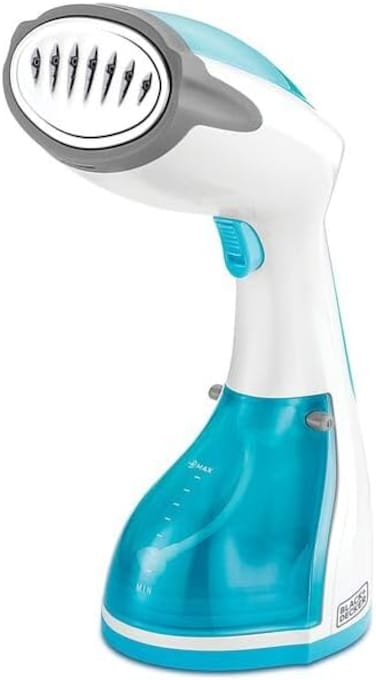 BLACK+DECKER Handheld Fabric Steamer with Steam Jet Button and Lint Remover 1200W 260ml White/Blue HST1200-B5