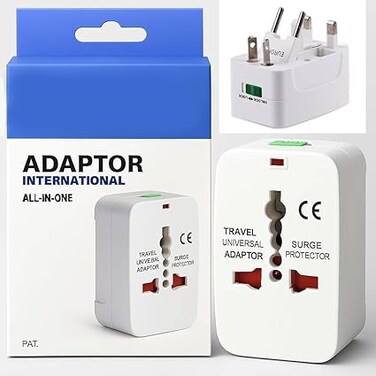 MOMENT Universal Travel Adapter Plug - International Multipurpose All-in-One Solution for US, AUS, UK, EU, Europe, North/South America &amp; 150+ Countries (Rectangle) (White)