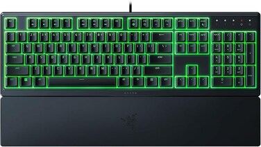 Ornata V3 X Gaming Keyboard: US Layout, Low-Profile Keys, Silent Membrane Switches, UV-Coated Keycaps, Spill Resistant, Chroma RGB Lighting, Ergonomic Wrist Rest - Classic Black