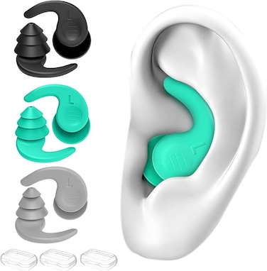 Swimming Ear Plugs, 3 Pairs Waterproof Reusable Silicone Swim Earplugs for Swimming Surfing Snorkeling and Other Water Sports