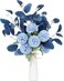 INSUNSIX Chrysanthemum Flowers Blue Artificial Eucalyptus Silk Flowers for Home Decor Indoor Dining Table Decor (Dark Blue)
