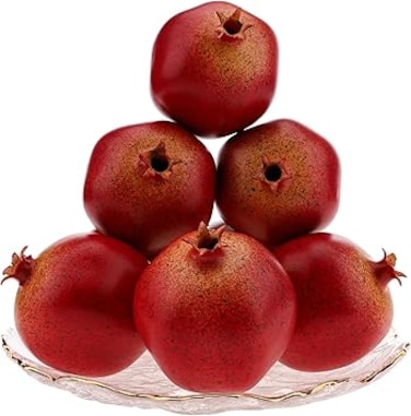 Meiwlong 6pcs Fake Pomegranate Home Kitchen Decoration Lifelike Realistic Simulation Artificial Fruit Cabinet Harvest Indoor Festival Party Weddings Display Photography Props