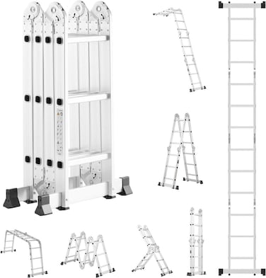 Egardenkart Multi-Purpose Foldable Ladder - 4x3, 12 Steps( Silver)