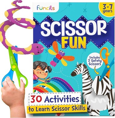Toddler Scissor Skills - Art Supplies &amp; Crafts Kit for Kids, Safety Scissors, Fine Motor Toys, Stocking Stuffers, for Boys &amp; Girls Ages 3, 4, 5, 6, 7 Year Old, Activity Books