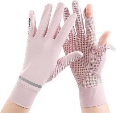 Women Summer UV Protection Gloves Touchscreen Driving Gloves Non-Slip Sun Protective Gloves (pink)