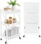 3 Tier trolley organizer,Foldable Metal Rolling Utility Cart Organizer, Multipurpose Organizer Trolley with Casters for Kitchen, Bedroom, Bathroom, Office, Laundry Room and Garage White