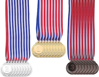 18 Pack Gold Silver Bronze Award Medals - 2.5 Inch Award Medals with Neck Ribbon Olympic Style Winner Medals for Sports, Competitions, Party
