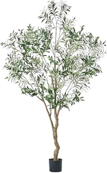 MYELLU 210 cm Olive Tree Artificial Decor - 2000 Leaves Fake Plant for Home Decor Faux Plant Indoor Artificial Olive Tree for Living Room Bedroom Office Live Streams Decorative Modern Greenery