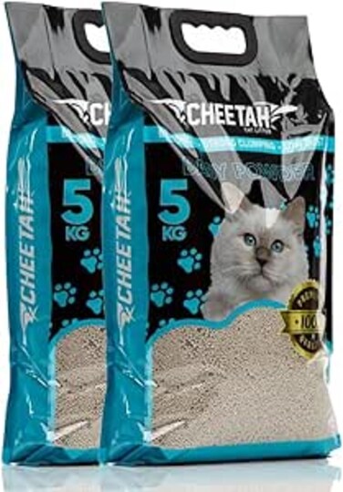 CHEETAH Natural Bentonite Cat Litter, Baby Powder Scented, 10Kg (11.2L)