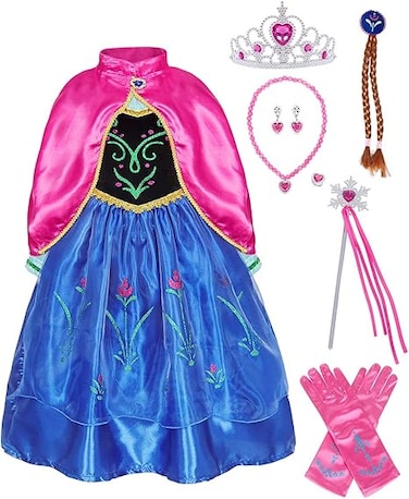 Snow Princess Costumes for Girls Kids Long Sleeve Dresses Halloween Cosplay Dress Up Birthday Party Christmas Outfits Gift with Accessories