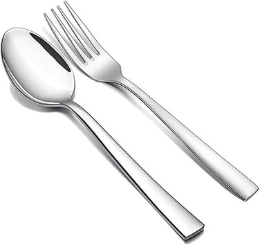 Kodenipr Club Stainless Steel Dinner Table Spoon 12pcs &amp; Fork 12pcs Set (Medium, 24 Pieces)