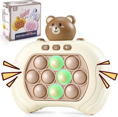 Fast Push Bubble Game, Pop Quick Push Game Pop Light Up Game Toys, Shift Attention, Relieve Anxiety Sensory Toys, Fast Push Handheld Game for 6 7 8 9 Year Old Kids Boys &amp; Girls Birthday Gifts(Bears)