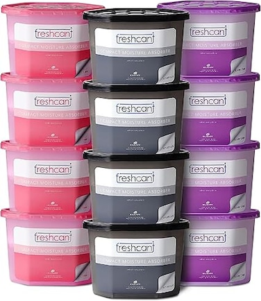 freshcant CILICAnT compact moisture absorber- Refresh Every Place - Fragrance Rose Wardrobe/Closets, Storage Compartment, Kitchen Cabinets, Cupboard, Almirah, Shoe Rack, Bathroom (Pack of 12)