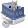 Pseul Enclosed Stainless Steel Cat Litter Box with Top Entry Extra Large Litter Box for Big Cats XL Metal Litter Pan Tray with High Wall Sides Enclosure, Non-Sticky, Anti-Leakage, Easy Cleaning (Blue)
