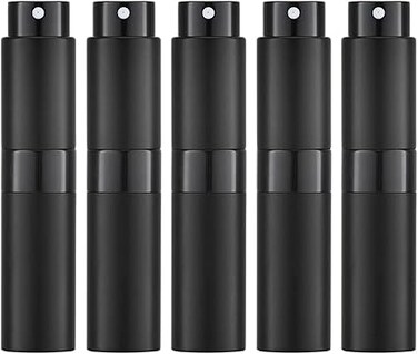 ELECDON travel cologne bottle, ELECDON 5PCS 8ml Travel Perfume Atomizer Refillable, Mini Cologne Spray Bottle Empty, Small Aftershave Sprayer for Liquid Dispenser (Black)