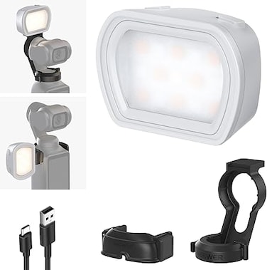 NEEWER Basic Magnetic Auxiliary Light Compatible with DJI OSMO Pocket 3 Gimbal Camera Creator Combo, Rechargeable Mini LED Fill Light Attachment for Selfie Vlog Video Recording, USB C Charging, M21