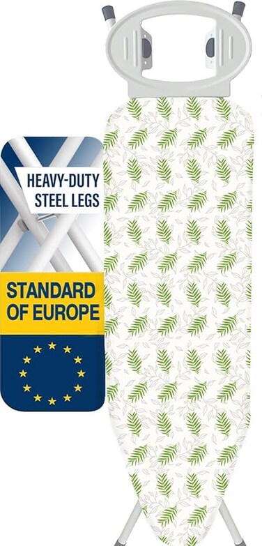 Full Size 133 * 33 CM Ironing Board, Upgraded Iron Tray Thick Stable Iron Board with 7 Levels of Height Adjustable Up to 90CM and 3-Layer Cushion, Foldable and Space-Saving Iron Table Stand