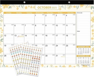 Desk Calendar 2024-2025, Large Monthly Wall Calendar From Jan.2024 to Jun.2025 with Plastic Cover: 17"x12", 18 Months Academic Year Desk Pad Calendars with Planner Stickers