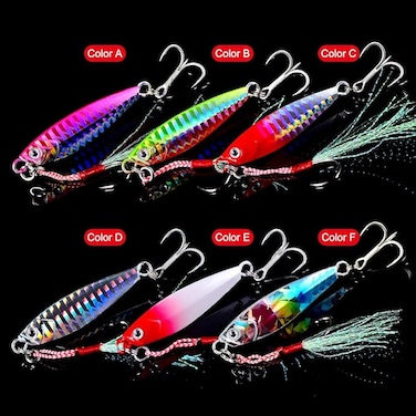 Jigs Fishing Spoons Hard Lures Spinners Jigging Bait 7g 10g 15g 20g 30g (Pack of 6)