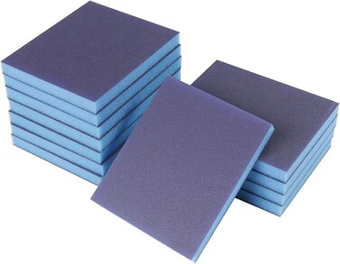 12 PCS Sanding Sponges Sanding Block, 60 80 100 120 180 220 Coarse Medium Fine Grit, Soft Flexible Wet Dry Sand Paper Brick Sanding Pads for Wood, Drywall, Crafts, Metal, Paint, Auto, Pottery