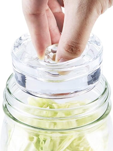 THE WHITE SHOP 4PCS 4-Pack of Fermentation Glass Weights with Easy Grip Handle for Wide Mouth Mason Jars