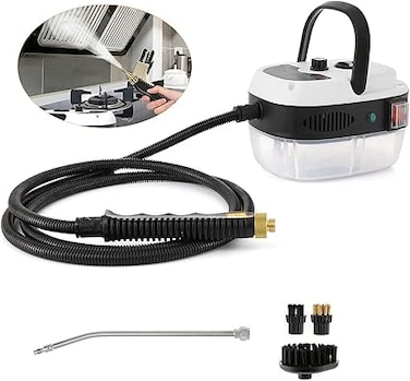NP Zertylre High Temperature Steam Cleaner Portable Handheld Steam Cleaner 2500W 3Bar High Pressure Car Washer with Brush Heads for Kitchen, Furniture, Cookware, Walls, Grease Stains