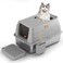 Wemart 3 in 1 Stainless Steel Cat Litter Box with Removable Lid, Premium Enclosed XL Large Cat Litter Box for Big Kitty with Scoop, Top Entry, Anti-Leakage, Non-Sticky &amp; Easy Clean (Grey)