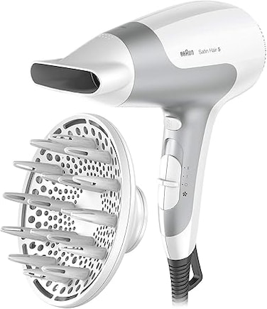 Braun Satin Hair 5 PowerPerfection dryer HD585 &ndash; Ionic   Ultra Powerful   Lightweight   Cold Shot   With Diffuser   2500 Watts - White