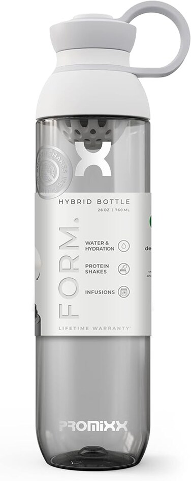 Promixx FORM Water Bottle - Premium Large Water Bottles for Shakes Infusions and Hydration - Lifetime Durability, Leakproof Sports Water Bottle BPA Free - 26oz (White)