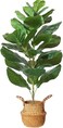 ORCHID M&reg; Artificial Fig Tree 27.5" Fake Potted Ficus Lyrata Plant with Handmade Seagrass Basket, Perfect Faux Plants Home D&eacute;cor for Indoor Outdoor Office Porch Balcony Bedroom Bathroom Gift